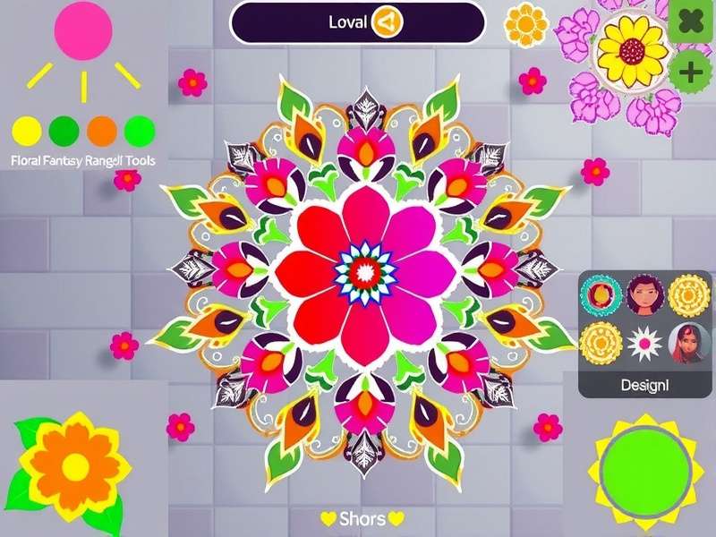 Floral Fantasy Rangoli design tools and interface